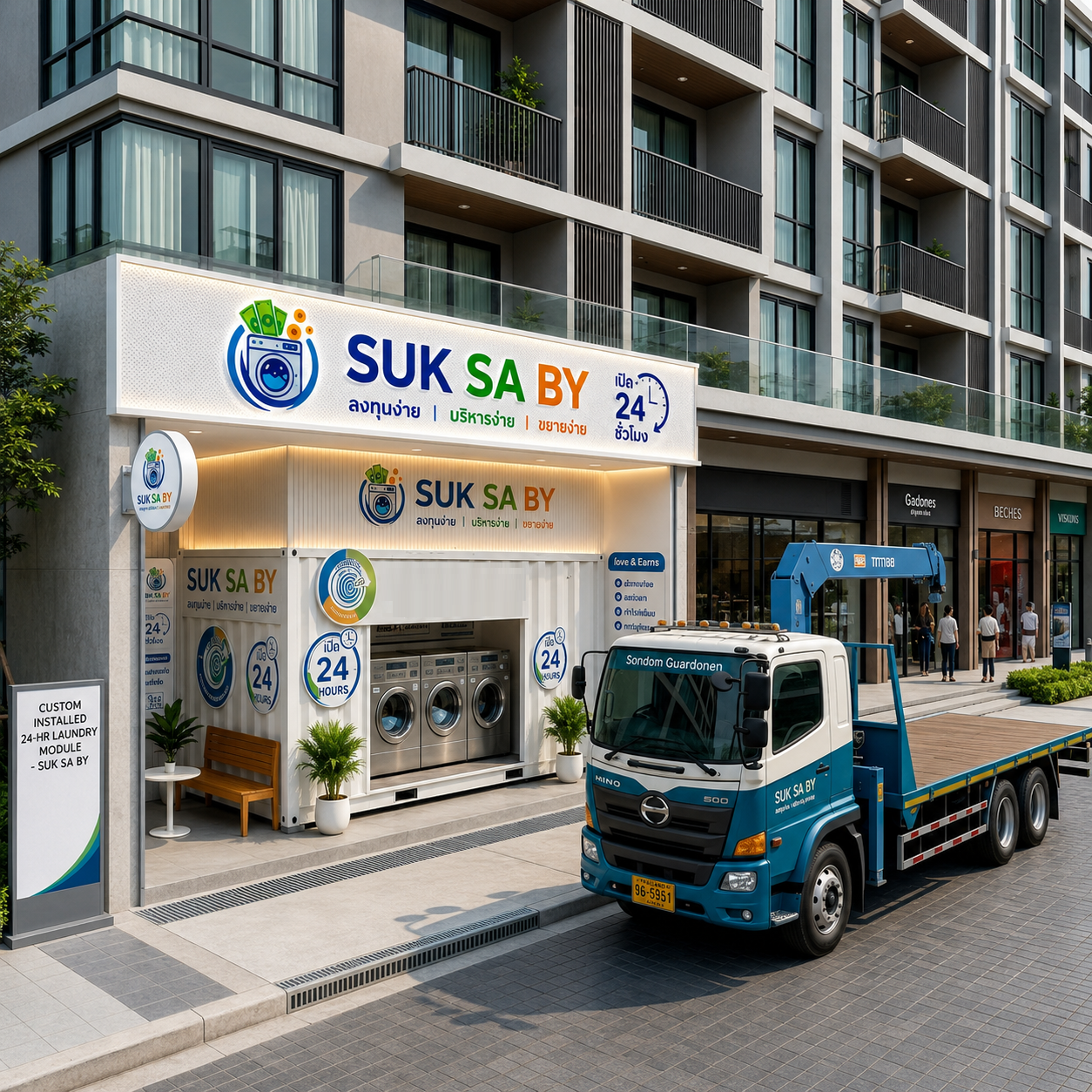 การติดตั้งเครื่องซักผ้าหยอดเหรียญ SUK SA BY